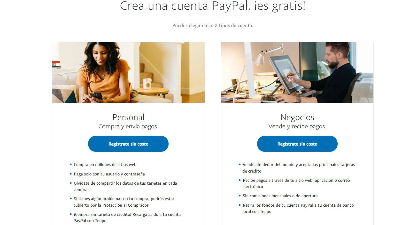 Registro en PayPal