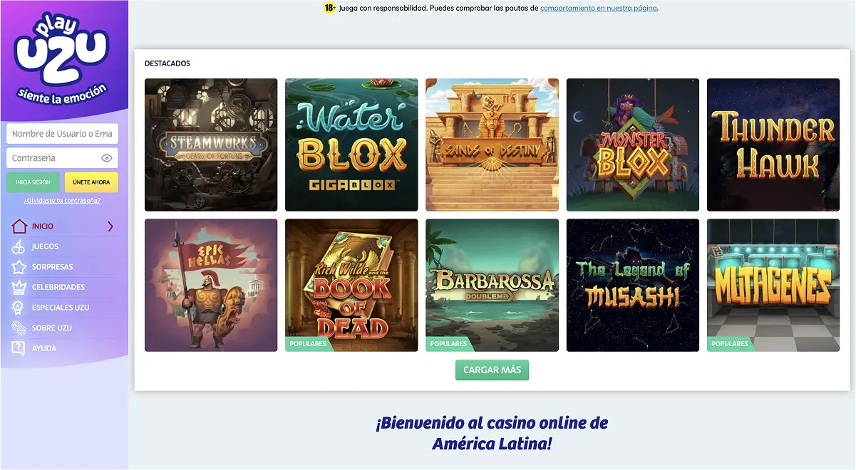 Acceso móvil a PlayUZU casino Acceso móvil a PlayUZU